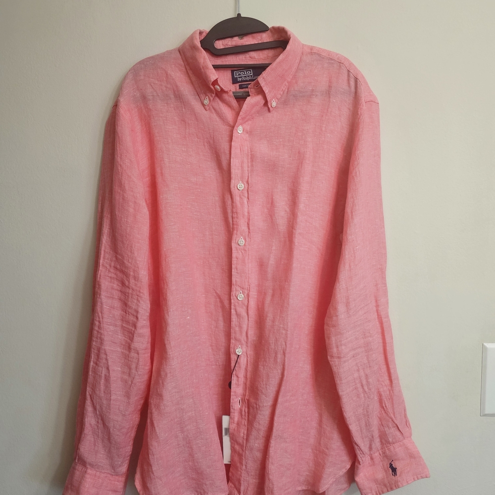 Polo by Ralph Lauren Men's Pink Linen Shirt